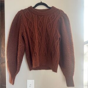 ANA Chocolate Brown Cable Knit Sweater Cottagecore Scandi M Travel Clean Girl